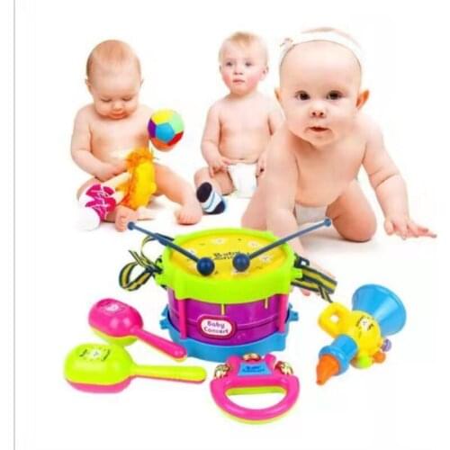 5Pcs Music Percussion Instrument Band Kit Early Learning Educational Toy Baby Kids Children Gift Set Children Drum Trumpet Toy