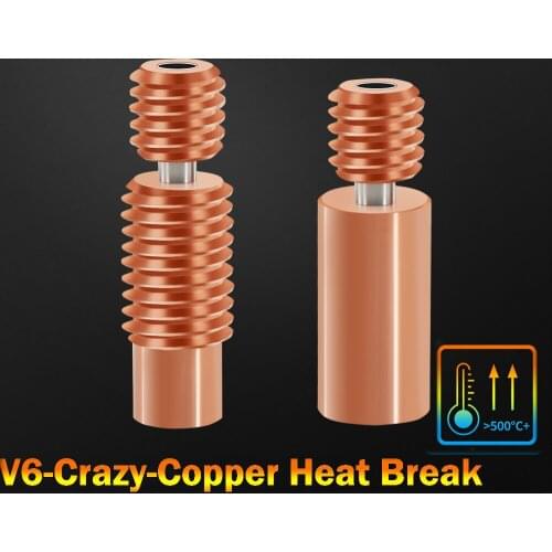 All-Metal NF V6-Crazy Heat Break Copper & Stainless Steel 3D Printer Nozzle Throat For 1.75mm E3D V6 HOTEND Heater Block
