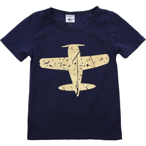 Pudcoco Kids Baby Boys T Shirt airplane Print Tees Top Aircraft Printing Summer Clothes Soft Cotton Blue