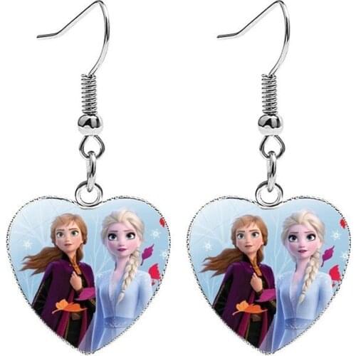 Disney Necklace Movie Frozen Heart Shape Time Stone Pendant Necklaces Women Girls Birthday Valentines Day Birthday Gift Decor
