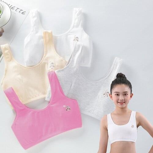 Cotton Breathable Underwear Girls Training Bra Teens Children Vest Puberty Wrapped Chest Kids Simple Elastic Sport Bra Tube Tops