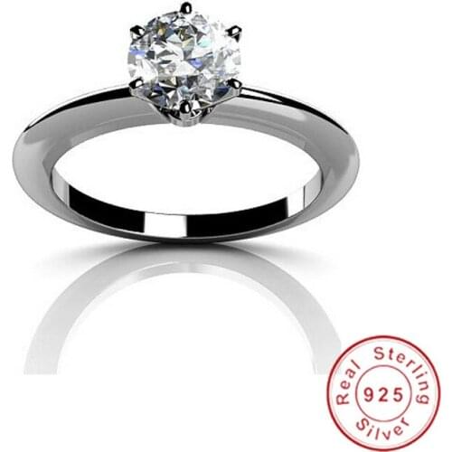 Handmade 925 Solid Silver Rings for Women Luxury Style 1ct Simulated Diamond Fine Jewelry Anniversary Ring gift Wholesale