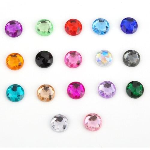 Round Flatback Two Holes Sew-On Rhinestone Crystals Acrylic Beads For Garment Stones Accessory DIY Crafts 18 Colors Choice
