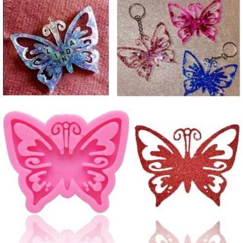 Round Pet Hanging Sign Epoxy Resin Mold Butterfly Keychain Silicone Mould DIY Crafts Jewelry Pendant Casting Tools