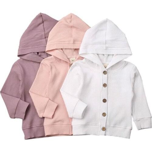 Infant Baby Boys Girls Jackets Coat Spring Autumn Baby Clothes Solid Long Sleeve Hooded Knitted Outwear Toddler Jacket Tops