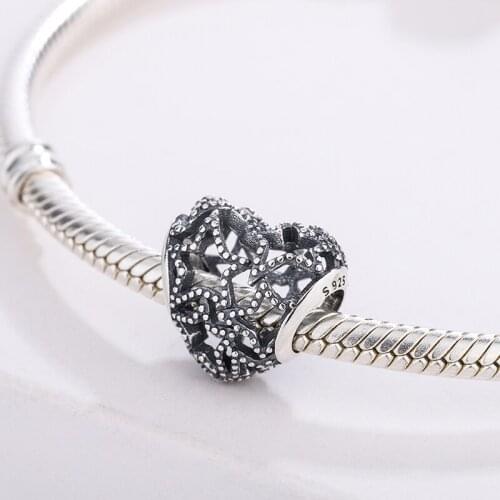 Fashion 925 Sterling Silver Openwork Heart Stars Charm Sky-Inspired Pendant Bracelet Jewelry DIY Making For Original Pandora