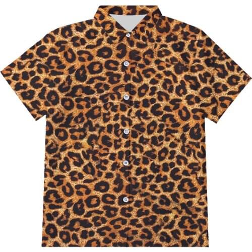 Mens Leopard 3D Print Button Shirt High Quality Short Sleeve Shirt Male Social Casual Party Shirt Chemise Homme Oversize Shirt