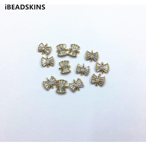 New arrival! 11x10mm 30pcs/lot Zircon Bows shap charm/Connectors for Necklace,Earrings parts,hand Made Jewelry DIY
