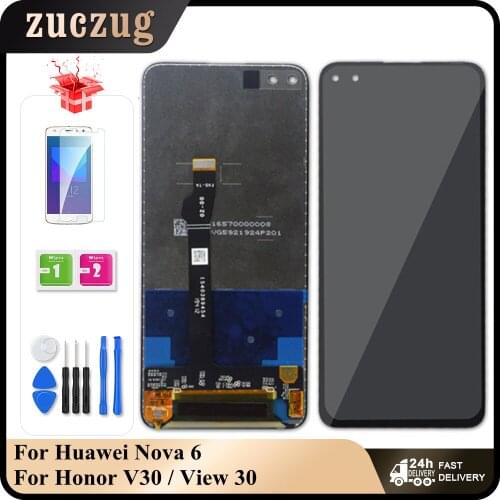 Original 6.57" For Huawei Nova 6 WLZ-AL10 WLZ-TL10 LCD Display Touch Screen Digitizer For Honor V30 / View 30 OXF-AN00