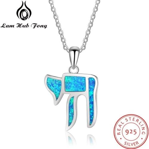 Real 925 Sterling Silver Blue Fire Opal Necklace Animal Pendant Necklace Women Charm Necklace Accessories Gifts (Lam Hub Fong)