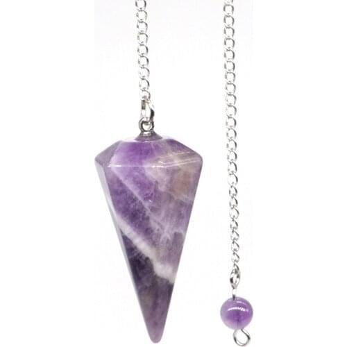 Natural Gemstone Amethyst Bonded Pendulum Healing Crystal Reiki Dowsing Energy Chakra Tool