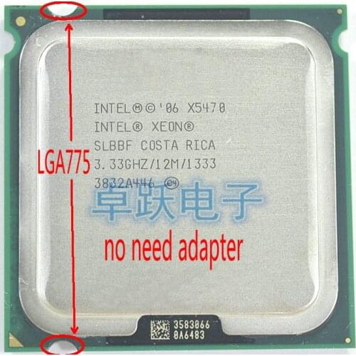INTEL XEON X5470 3.33GHz/12M/1333Mhz/CPU equal to LGA775 Core 2 Quad Q9750 CPU,works on LGA775 mainboard no need adapter