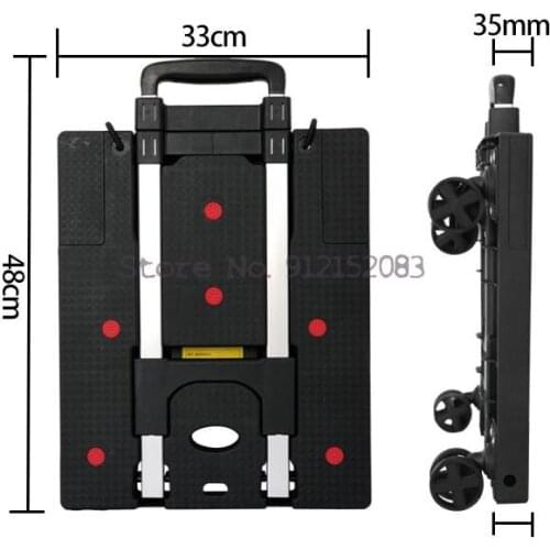Grocery Cart Small Cart Household Folding Portable Trolley Cart Mute Wheel Universal Wheel Cart Flat Shopping Trailer
