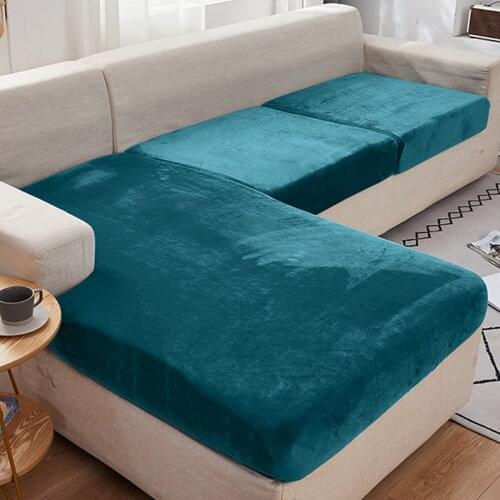 Stretch Velvet Sofa Cushion Cover Furniture Cushion Protector Sofa Seat Elastic Slipcover Solid Color Cover for Living Room D30