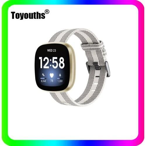 Watchband for Fitbit Versa 3 Nylon Strap Women Men Wrist Strap Band Replacement Stainless Steel Clasp Strap for Fitbit Versa 3