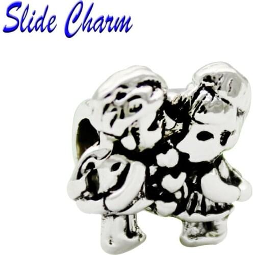 Romantic Valentines Day gift couple kissing charm charm beads for womens fashion DIY jewelry Fit Pandora bracelet necklace