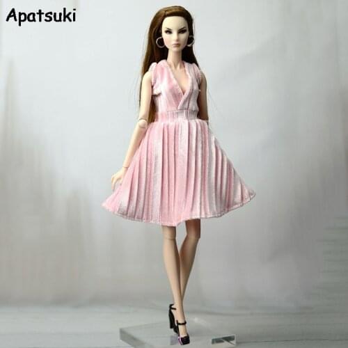 Pink Pretty Dress For Barbie Doll Outfits Party Dress Fashion Doll Clothes For Barbie Doll 1/6 Doll Accessories Kids Toy