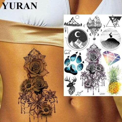 Sexy Flash Purple Bracelet Big Rose Lace Fake Tattoos Stickers Self Adhesive Daisy Waterproof Tattoo Temporary Body Am Art Tato