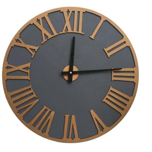 North Is Designed Black Gold Roman Decorative Wall Clock 48 Cm