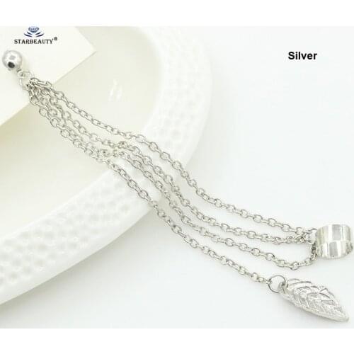 Starbeauty Long Tassel Earrings for Women Leaf Clip Earring Hook Alloy Brincos Fake Piercing Helix Piercing Ear Cuff Earrings
