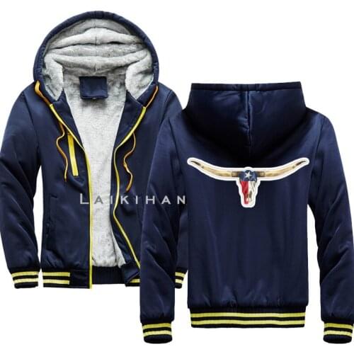 Texas TX Longhorn Lone Star State Flag Mens Thick Hoodies Winter Hot Streetwear Clothing Camouflage Zip Jacket Harajuku Tops 5XL