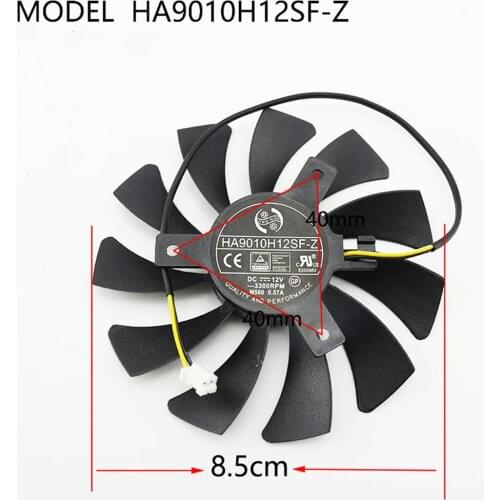 Graphics Fan 12V 0.57A 2Pin 85mm GPU Cooling Fan for MSI RX560 GTX1050/1050ti AERO ITX Graphics Cooler Fan HA9010H12F-Z