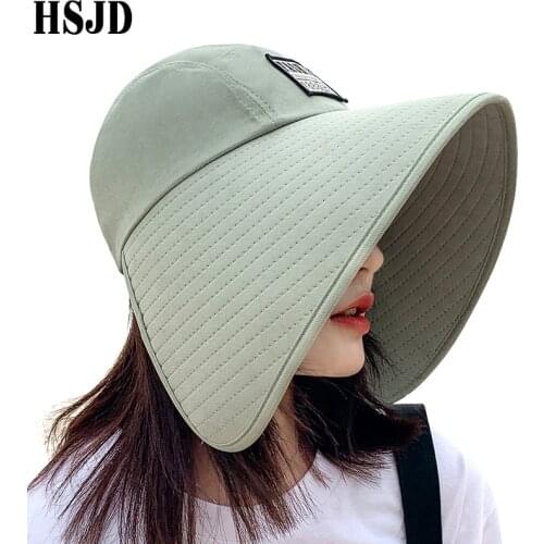 Women Summer Large Wide Brim Adjustable Visor Beach Hats Foldable Anti-UV Women Sun Hat Outdoor Travel Panama Female Cap Bonnet