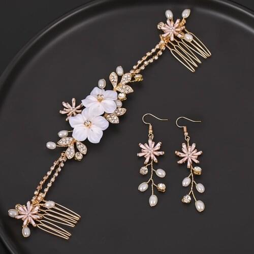 Wedding Crystal Peals Hair Combs Bridal Hair Clips Accessories Jewelry Handmade Women Head Ornaments Headpieces for Bride