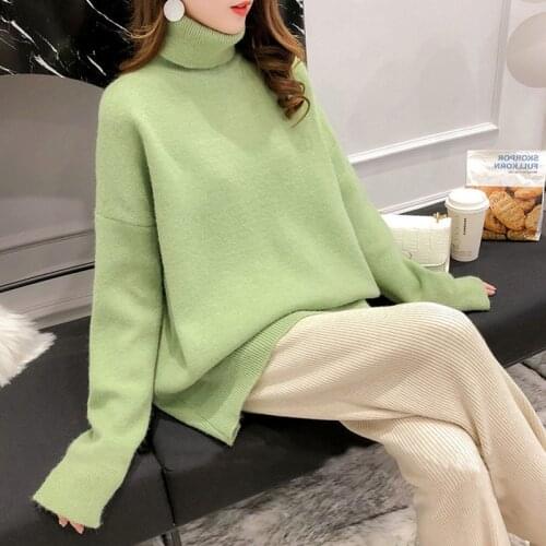 Half Turtelneck Neck Solid Sweater Women Elegant Soft Warm Female Knitted Pullover Basic Knitwear Loose Casual Jumper for Women