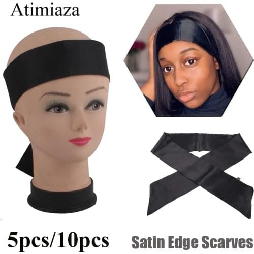 10 pcs Satin Edge Laying Scarf Wrap For Hair Frontals Wigs Soft Edge Wraps Womens Satin Headband For Laying edges Wholeale