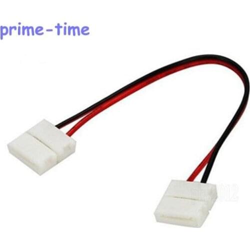 100pcs 8mm 2PIN Strip to Strip PCB Connector Adapter with 15cm Cable 2 clip For 8mm PCB 3528 3014 2835 Single Color LED Strip