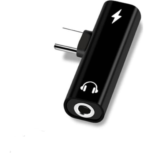 2 en 1 Tipo C a conector de 3,5mm convertidor de carga de auriculares Adaptador de Audio USB tipo C para Xiaomi 6 Huawei P10 ami