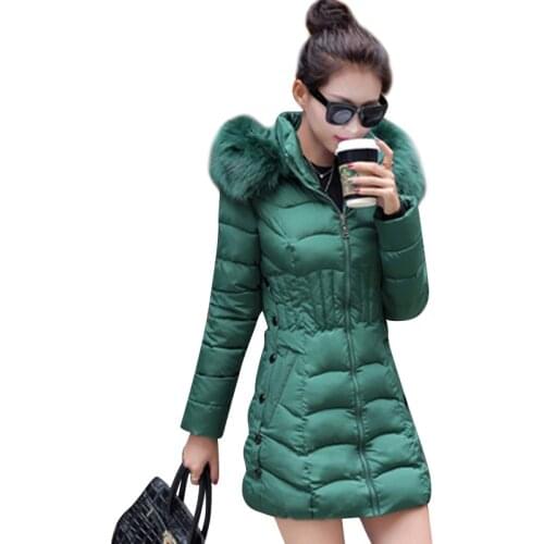 2019 Fur Hooded Women Winter Down Jacket Cotton Slim Overcoat Elegant Casual Long Sleeve Women Big Fur Coat Parka Plus Size 4XL