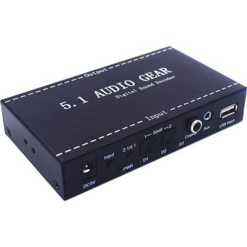 5.1CH Digital Audio Decoder Gear SPDIF/Coaxial/USB/Stereo Input Analog 5.1 channel or Stereo Output For Set-top boxes, DVD,PS3