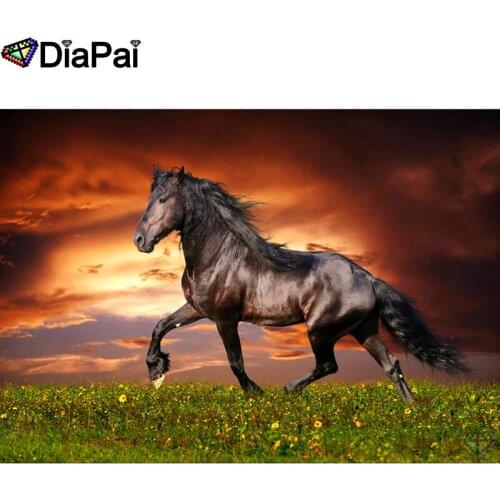 DIAPAI 5D DIY Diamond Painting 100% Full Square/Round Drill "Horse sunset" Diamond Embroidery Cross Stitch 3D Decor A18504