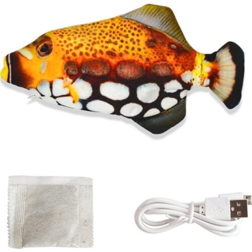 Free shipping Pet Cat Electric Wagging Tail Simulation Bigeye Ocean Fish Toys(lithium Battery, Capacity 150mAh) USB Rechargeable