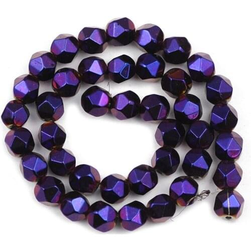 Purple Faceted Round Hematite Natural Stone 3/4/6/8/10MM Handmade Loose Beads For Jewelry Making DIY Bracelet Necklace Pendant