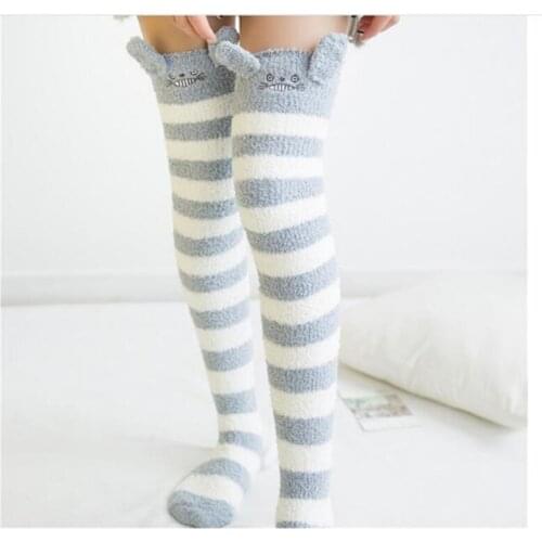 Cute Girls Stockings Lovely Knee High Stocking Women Cotton Thigh High Pantyhose Girl Winter Warm Stockings