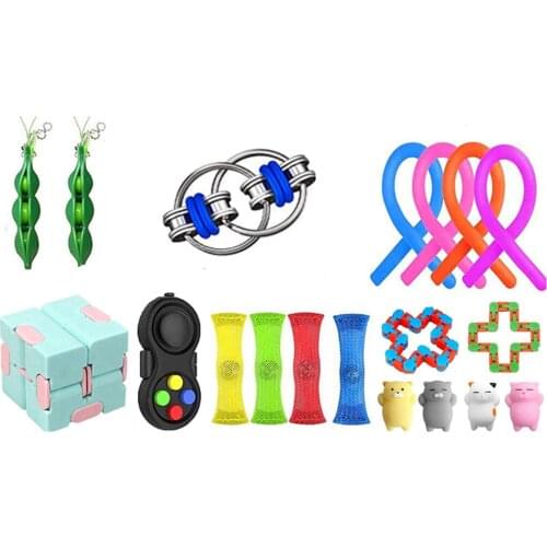 19Pcs/sets Children Decompression Toy Set Squeeze Type Early Learning Stress Relief Toys Kit