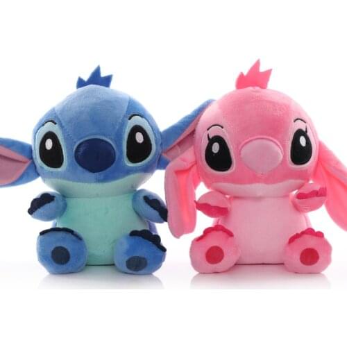 Disney 20cm Cartoon Lilo and Stitch Plush Toys Kawaii Anime Blue Pink Stitch Plush Stuffed Toys Doll Christmas Gifts for Kids