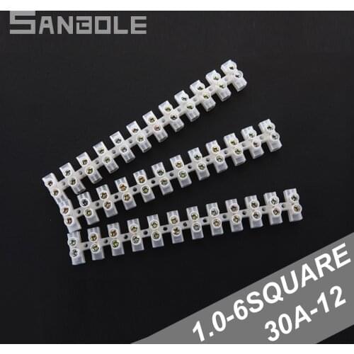 Terminal Strip Block 12 Position 30A Barrier Cable Connector Dual Row Electrical Wire Connection Splice X3-3012 (10PCS)