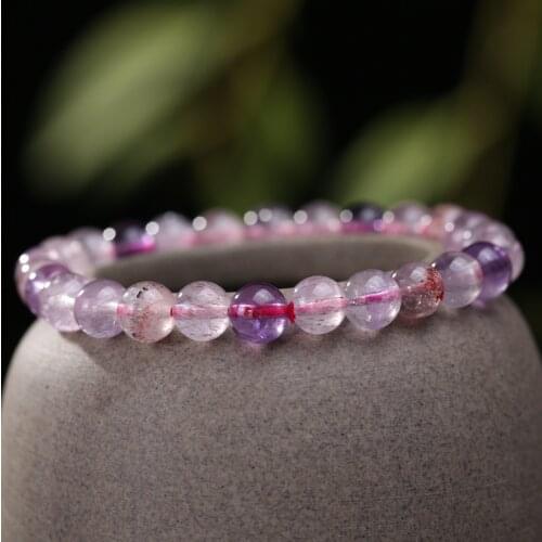 Handmade Material Loose Beads Ring Natural Super Seven Amethyst Bracelets for Women Girls Simple and Beautiful Jewelry
