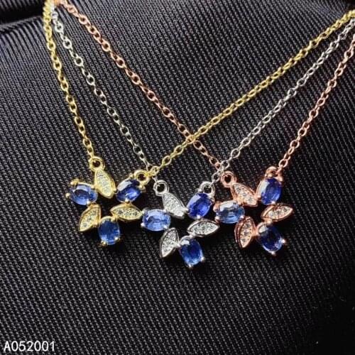 KJJEAXCMY fine jewelry natural sapphire 925 sterling silver new women gemstone pendant necklace chain support test popular