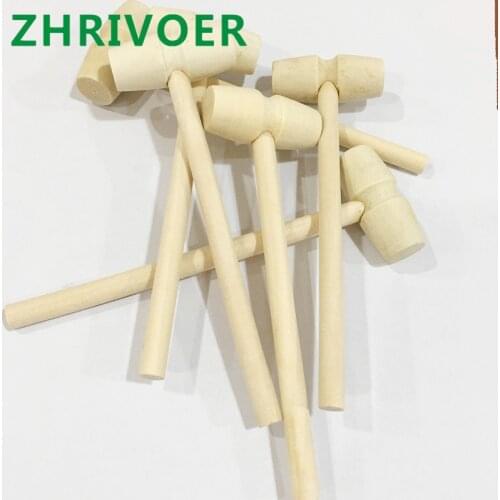 5pcs Solid wood Mini mallet knock on the planet cake wooden hammer childrens flat head toy spot small hammer