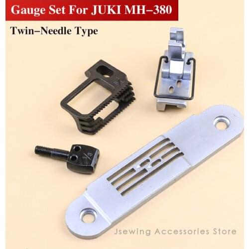 MH-380 Gauge Set For JUKI Double Needle Chain Stitch Sewing Machine Accessories Needle Plate Feed Dog Presser Foot Fit 2 Needle