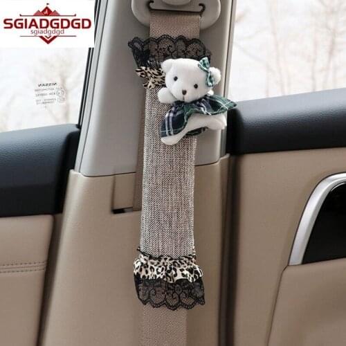 Car seat belt cover shoulder guard seat belt cover protective cover female car decoration four seasons cute creative lace 2PCS