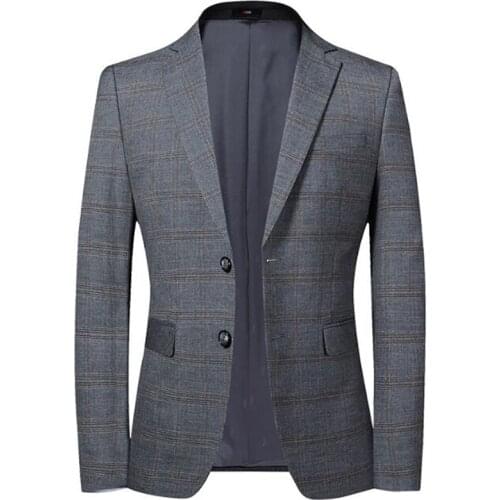 New High quality Business mens blazer Casual Blazers Men Popular Design Men Dress Suit Jackets Plaid Blazer