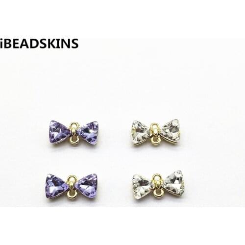 New arrival! 17x8mm 50pcs Bow shape Rhinestone charm for Jewelry Findings/Earrings DIY parts,Jewelry Findings & Components