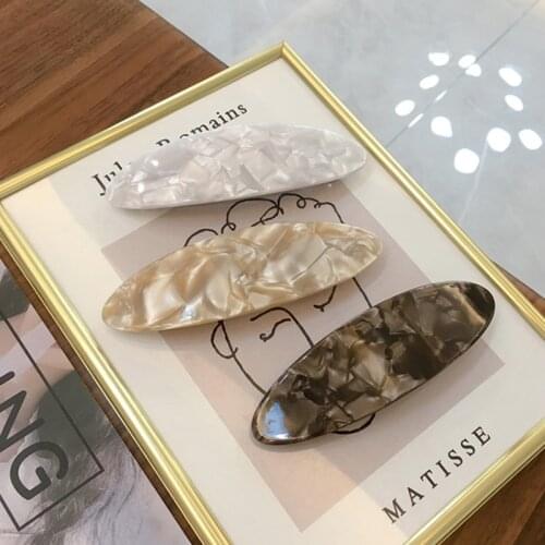 NEW Korea Brown Black White Hairpins Vintage Geometric Oval Hair Clips Hair Accessories for Women Japan Chic Hairgrip Barrettes