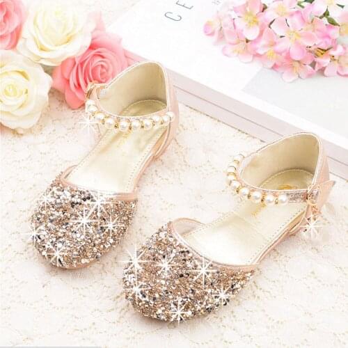 Toddler Girls Gold Shoes Kids Christmas Glitter Shoes Children Birthday Party Shoes Girls Princess Shoes Performance Dancing